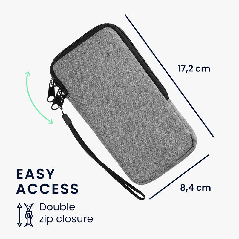 kwmobile Handytasche für Smartphones - Stoff Handy Hülle mit Reißverschluss - 16,5 x 8,9 cm Innenmaße