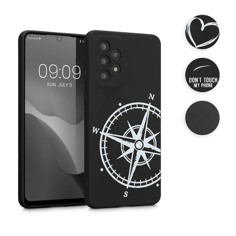 kwmobile Hülle kompatibel mit Samsung Galaxy A33 5G - Handyhülle Silikon Case - Don't touch my Phone Weiß Schwarz Weiß  [dsg01]
