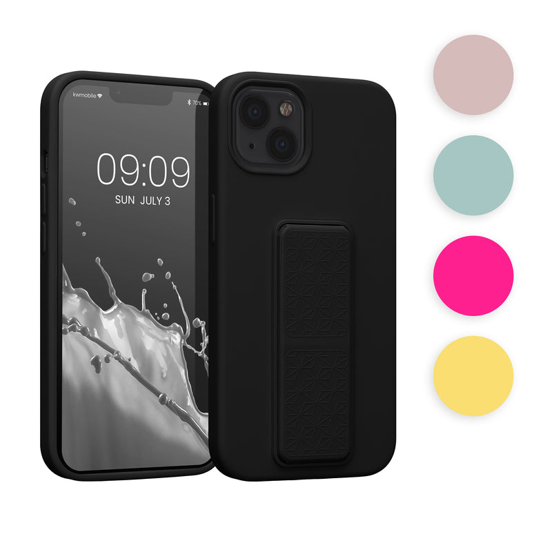 kwmobile Handyhülle kompatibel mit Apple iPhone 13 - Hülle mit Fingerhalter und Standfunktion - Silikon Case Handy Cover in Chocolate Chocolate  