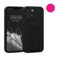 kwmobile Handyhülle kompatibel mit Apple iPhone 13 mini - Hülle mit Fingerhalter und Standfunktion - Silikon Case Handy Cover in Neon Pink Neon Pink  