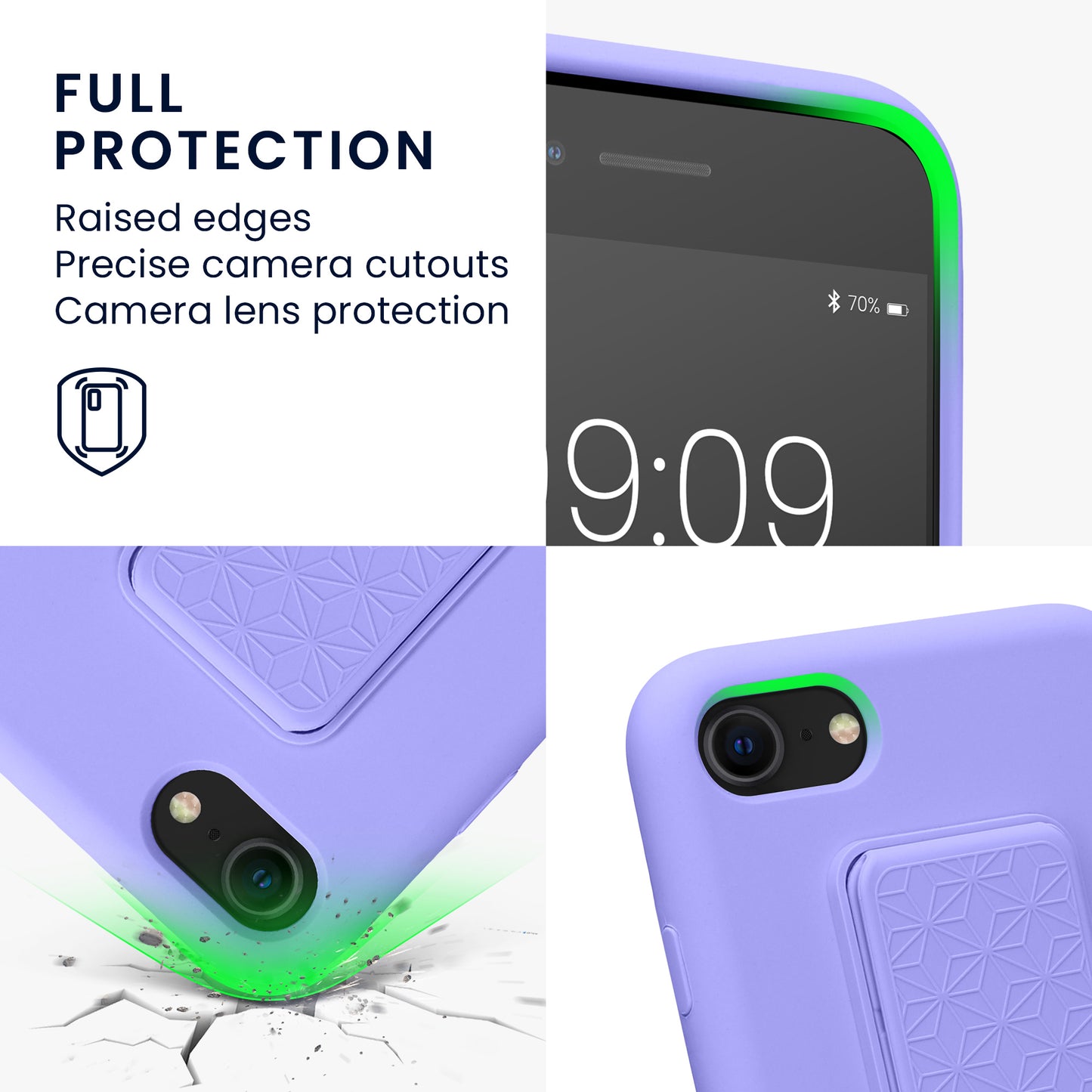 kwmobile Handyhülle für Apple iPhone SE (2022) / SE (2020) / 8 / 7 Hülle mit Fingerhalter und Stand Schutzhülle Cover
