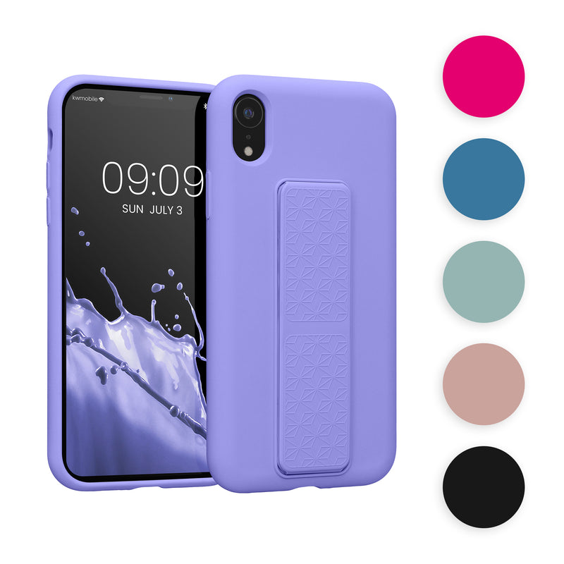 kwmobile Handyhülle kompatibel mit Apple iPhone XR - Hülle mit Fingerhalter und Standfunktion - Silikon Case Handy Cover in Petrol matt Petrol matt  
