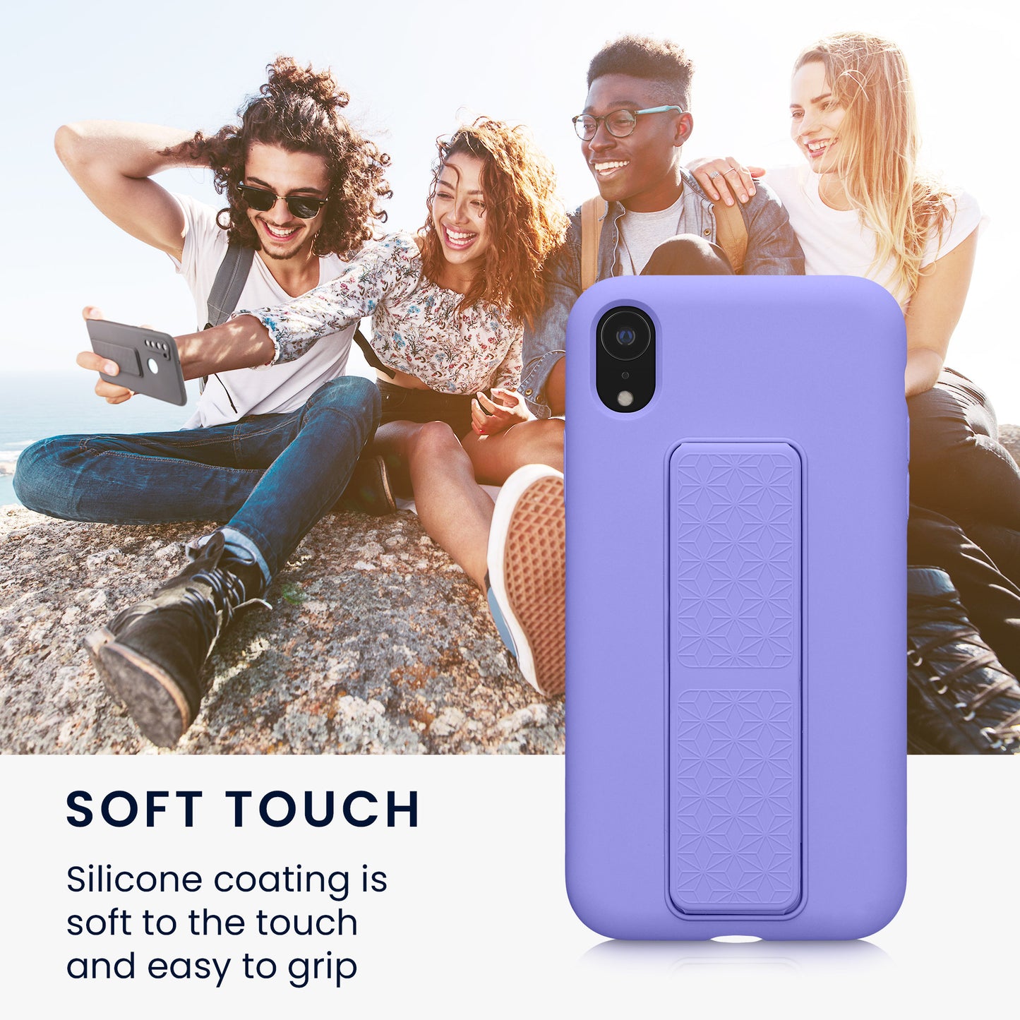 kwmobile Handyhülle für Apple iPhone XR Hülle mit Fingerhalter und Stand Schutzhülle Cover