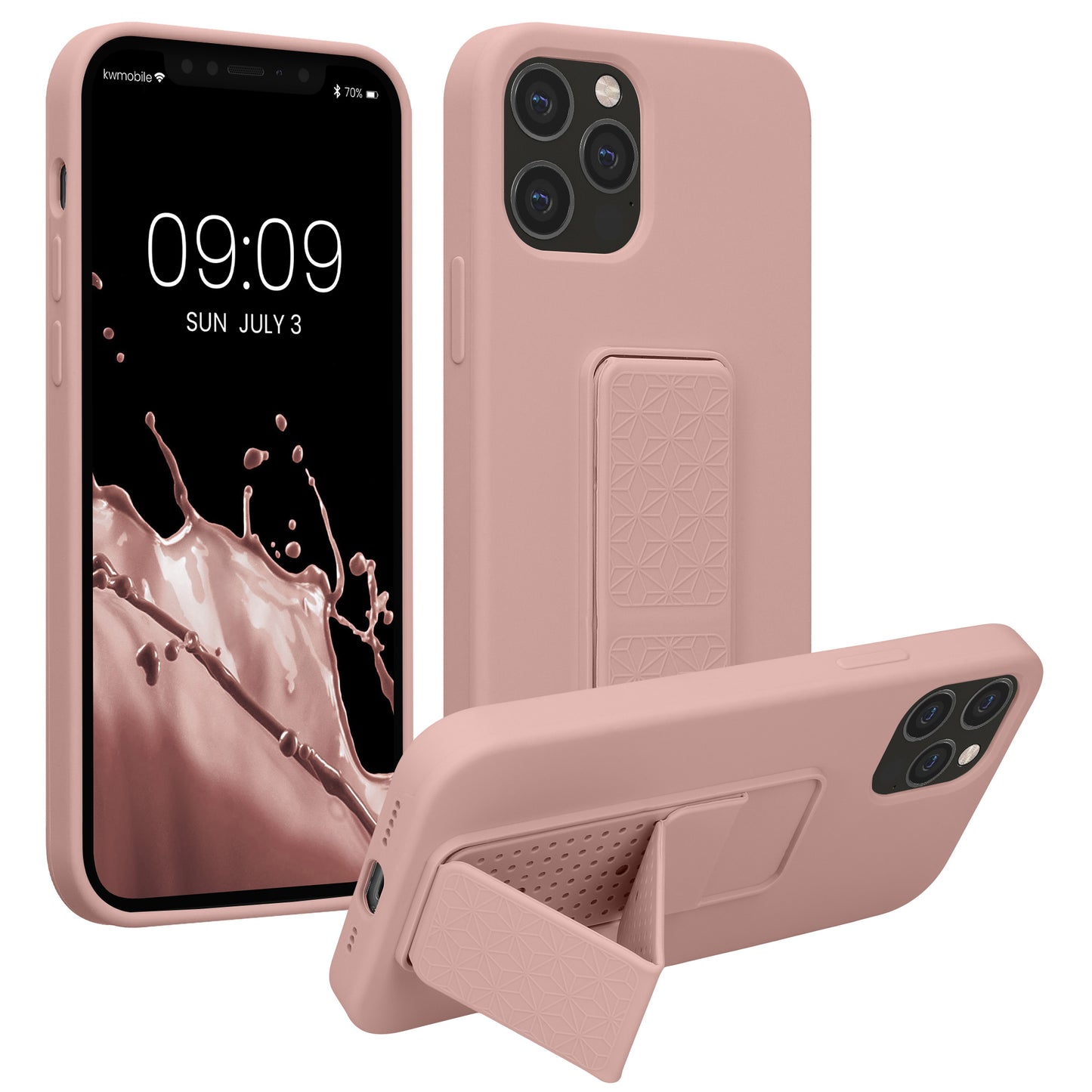 kwmobile Handyhülle für Apple iPhone 12 / iPhone 12 Pro mit Fingerhalter und Stand Schutzhülle Cover