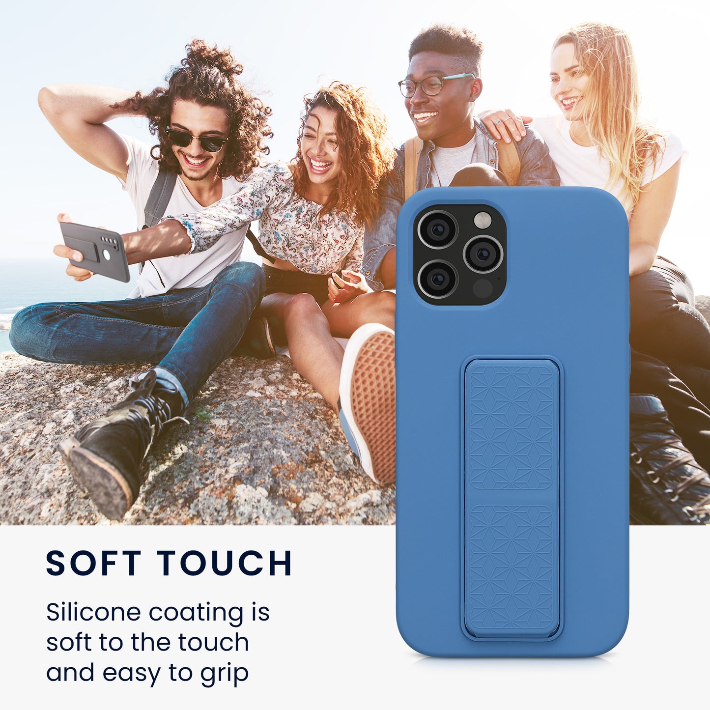 kwmobile Handyhülle für Apple iPhone 12 / iPhone 12 Pro mit Fingerhalter und Stand Schutzhülle Cover