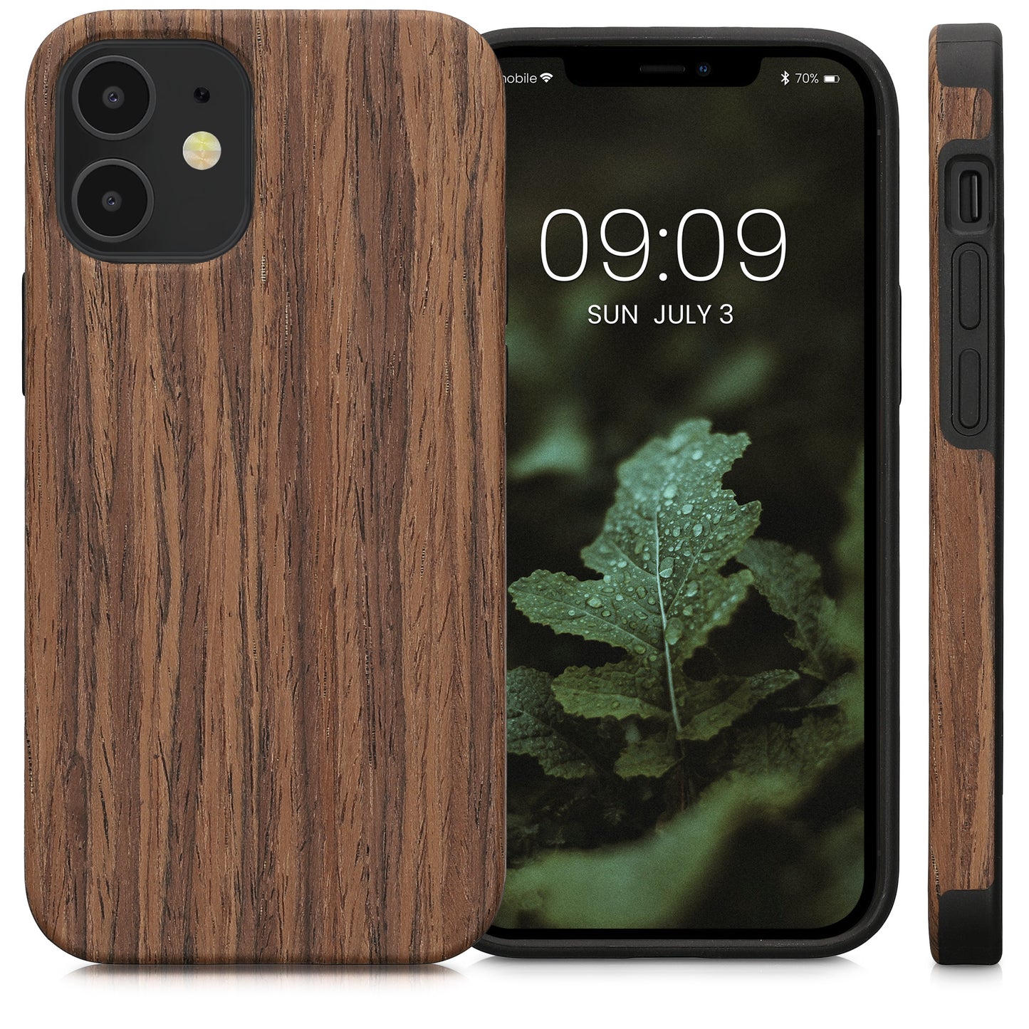 kwmobile Hülle kompatibel mit Apple iPhone 12 mini Backcover Cover Holz Maserung