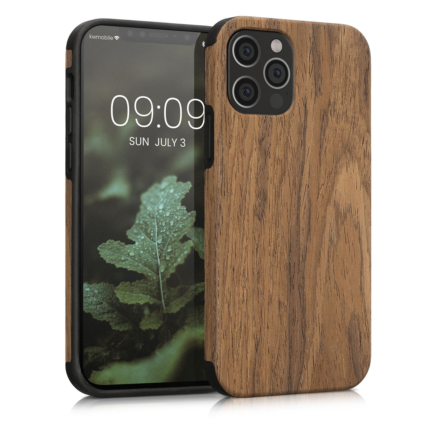 kwmobile Hülle kompatibel mit Apple iPhone 12 / iPhone 12 Pro - Holz TPU Case Handy Schutzhülle - Backcover Cover Holz Maserung Braun Braun  [dsg01]