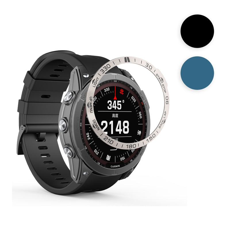 kwmobile Schutzring kompatibel mit Garmin Fenix 7 Fitnesstracker - Bezel Ring Lünette in Schwarz Silber Schwarz  [dsg01]