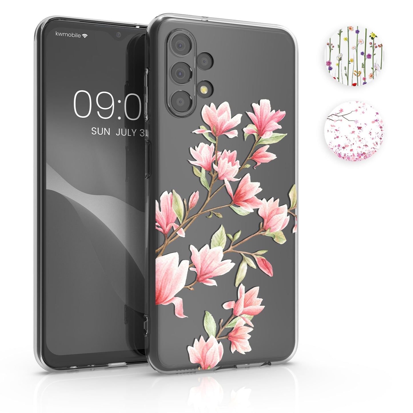 kwmobile Case kompatibel mit Samsung Galaxy A13 4G - Hülle Silikon transparent Wildblumen Ranke Mehrfarbig Transparent Mehrfarbig  [dsg03]