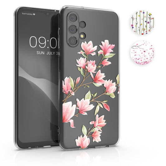 kwmobile Case kompatibel mit Samsung Galaxy A13 4G - Hülle Silikon transparent Wildblumen Ranke Mehrfarbig Transparent Mehrfarbig  [dsg03]