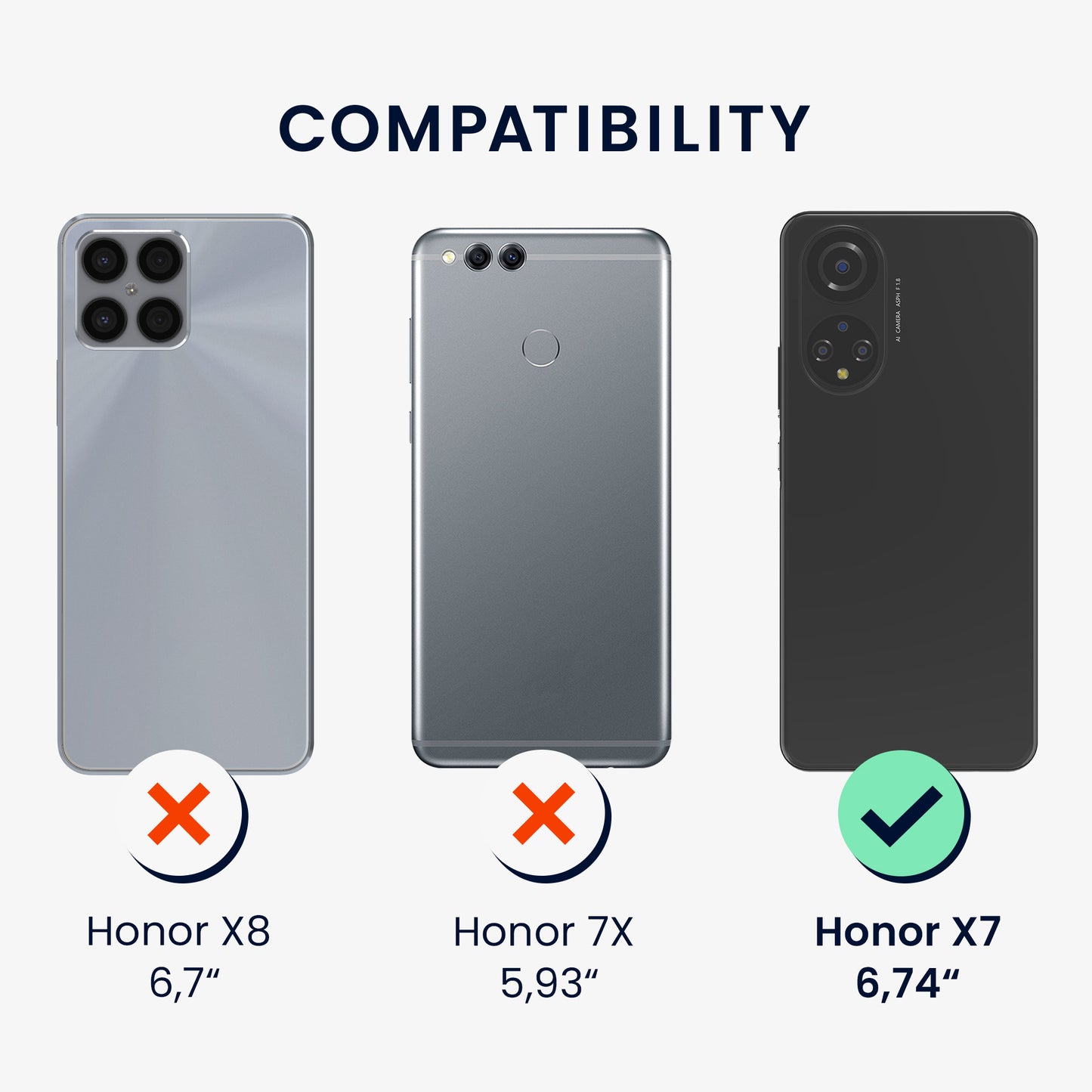 kwmobile Handyhülle für HONOR X7 Hülle - weiches Handy Silikon Case - Schutzhülle Cover