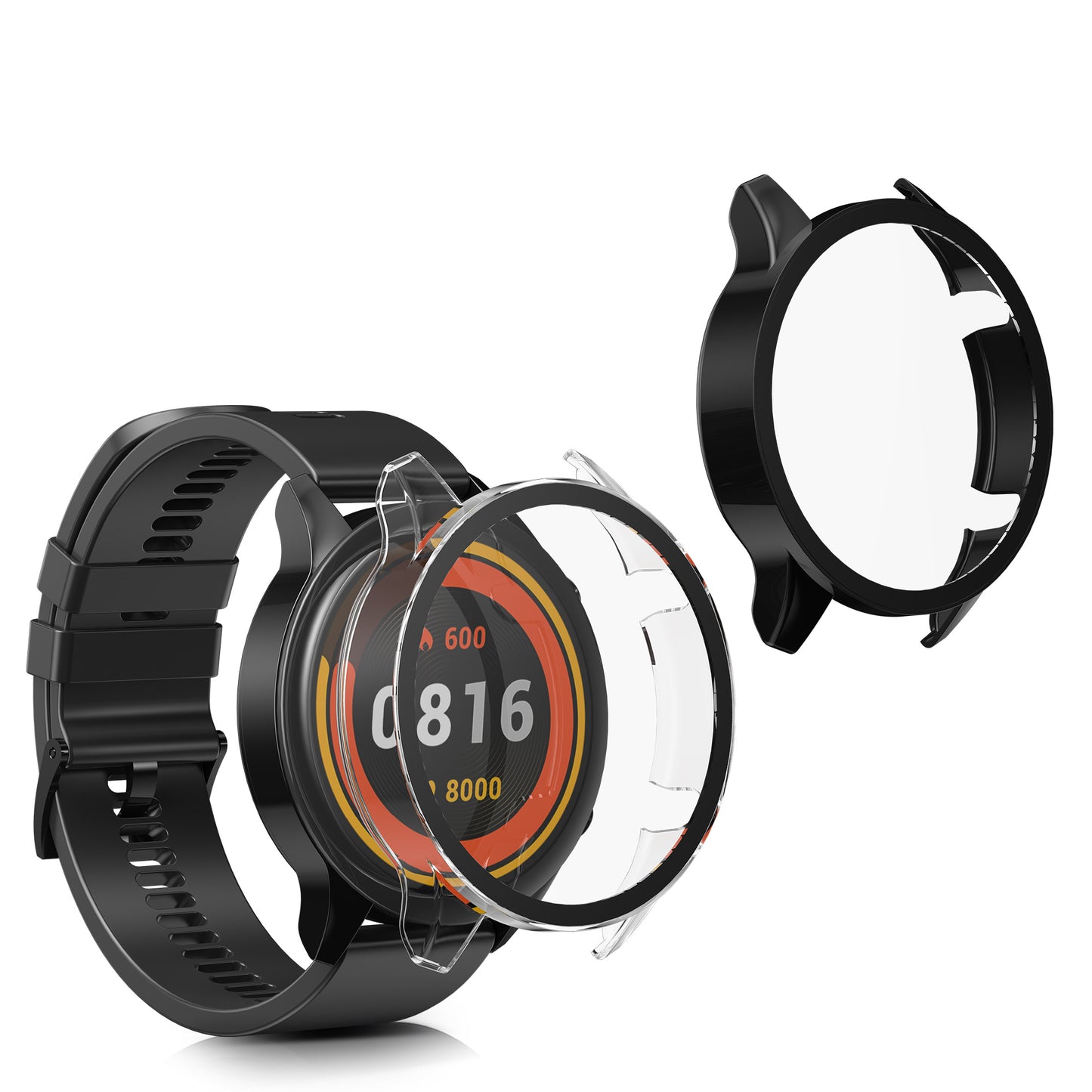 kwmobile Glas Hülle für Xiaomi Mi Watch / Mi Watch Color Sport Schutzhülle Fullbody Fitnesstracker Case Set