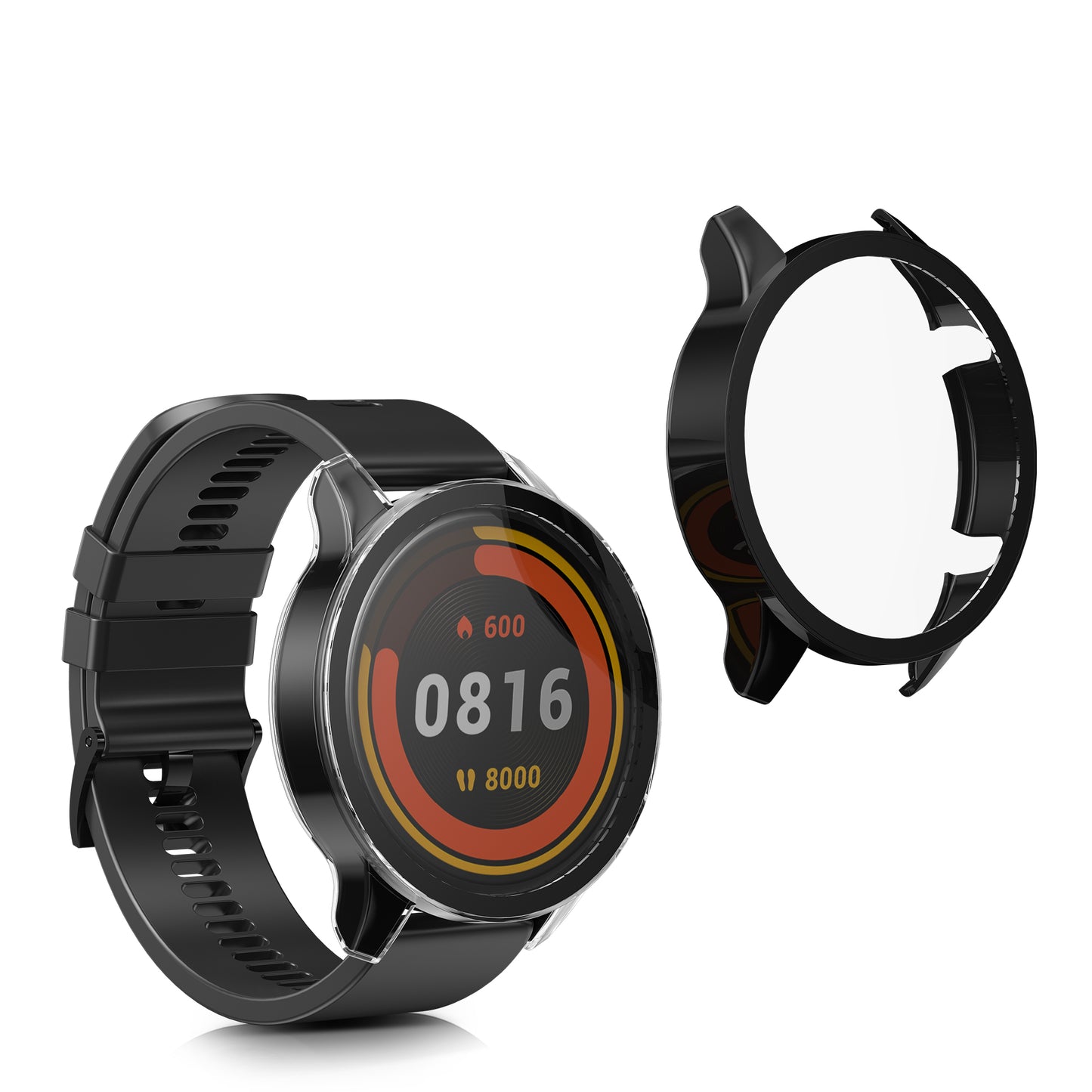 kwmobile Glas Hülle für Xiaomi Mi Watch / Mi Watch Color Sport Schutzhülle Fullbody Fitnesstracker Case Set