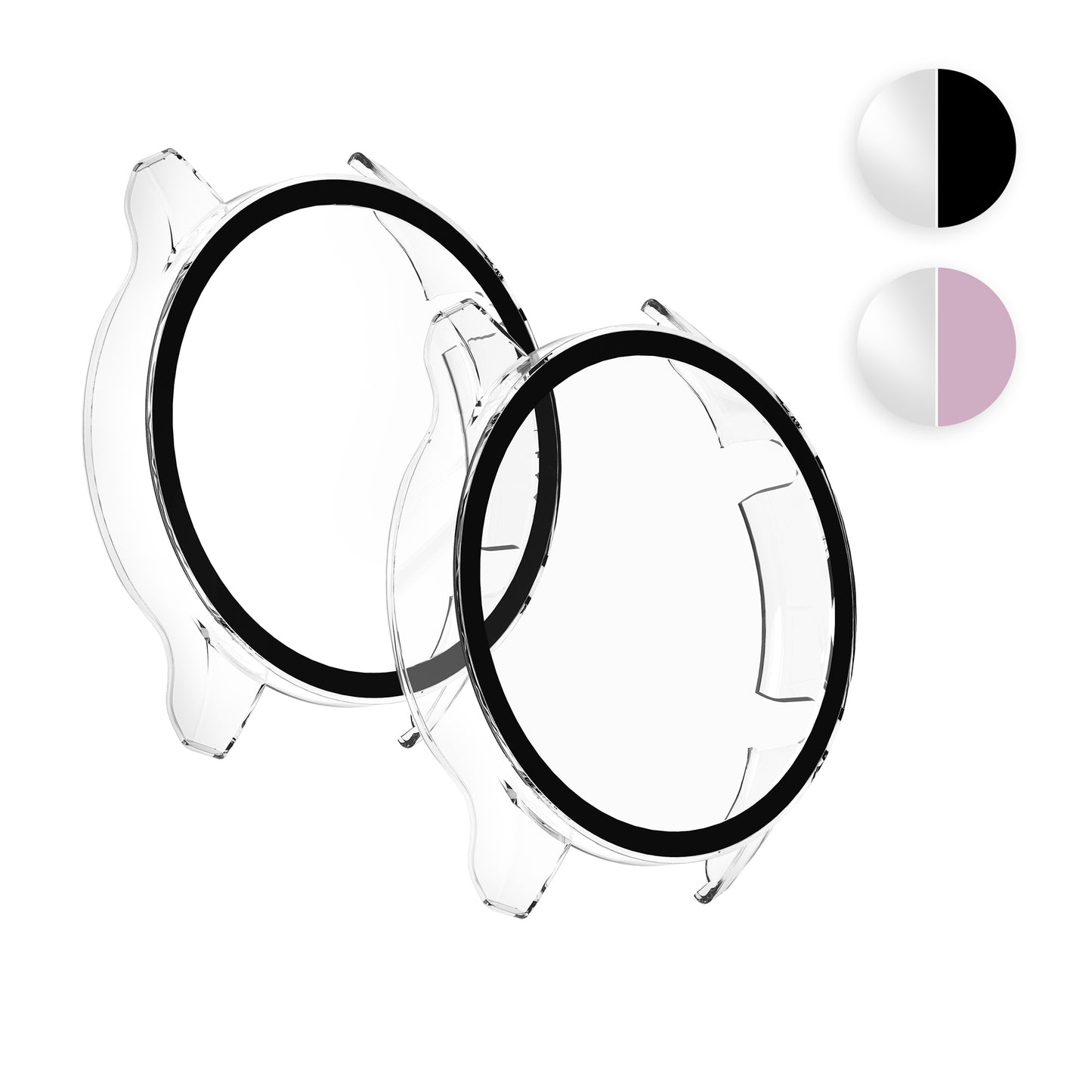 kwmobile 2x Cover kompatibel mit Xiaomi Mi Watch / Mi Watch Color Sport Hülle - Fullbody Fitnesstracker Case Set aus Glas - Schwarz Transparent Schwarz  [dsg01]