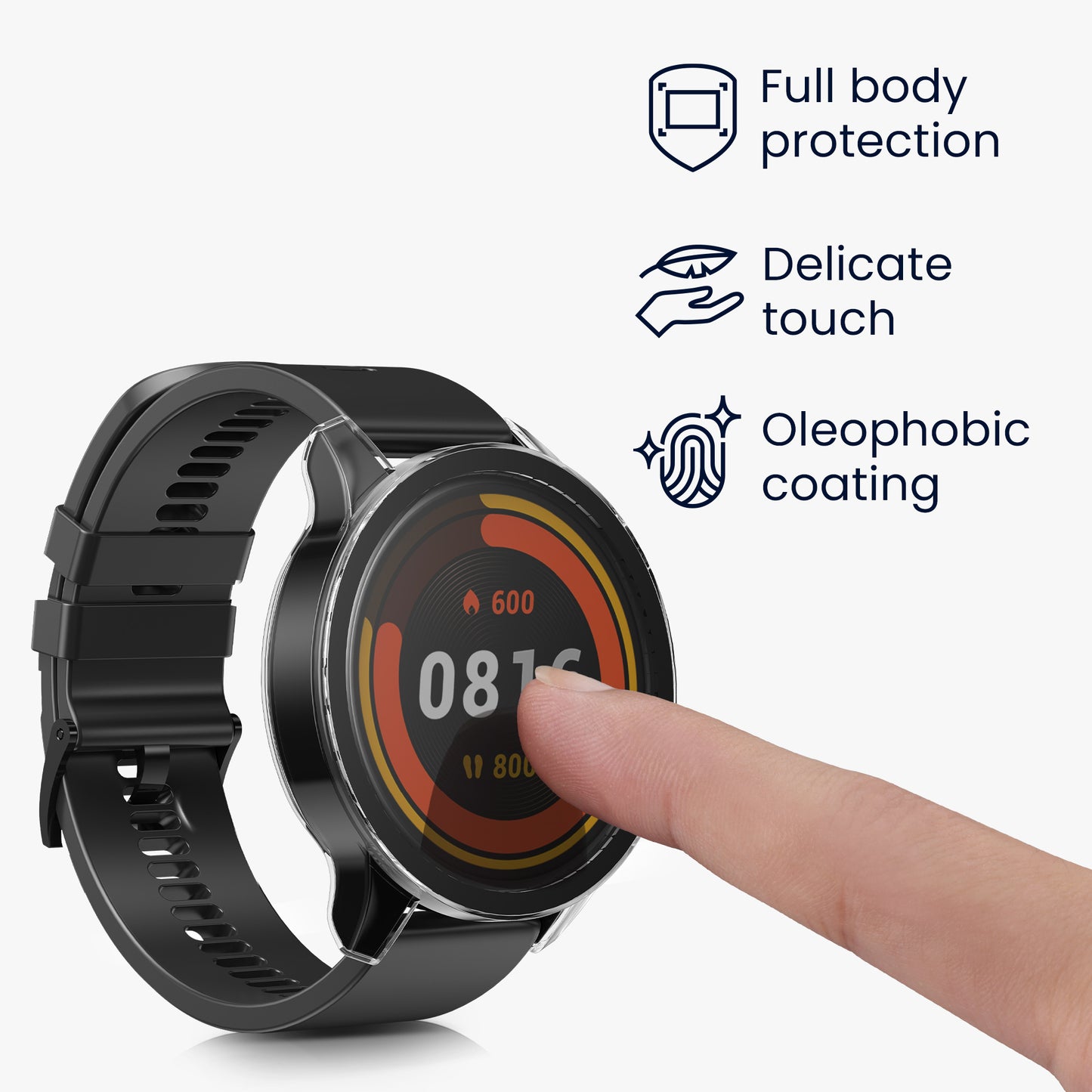 kwmobile Glas Hülle für Xiaomi Mi Watch / Mi Watch Color Sport Schutzhülle Fullbody Fitnesstracker Case Set