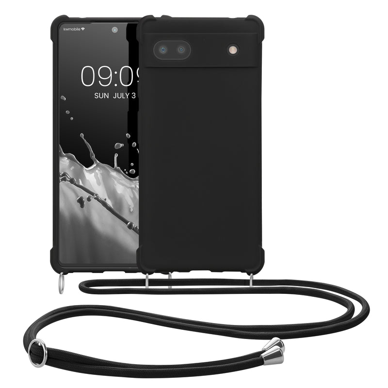 kwmobile Necklace Case kompatibel mit Google Pixel 6a Hülle - Cover mit Kordel zum Umhängen - Silikon Schutzhülle