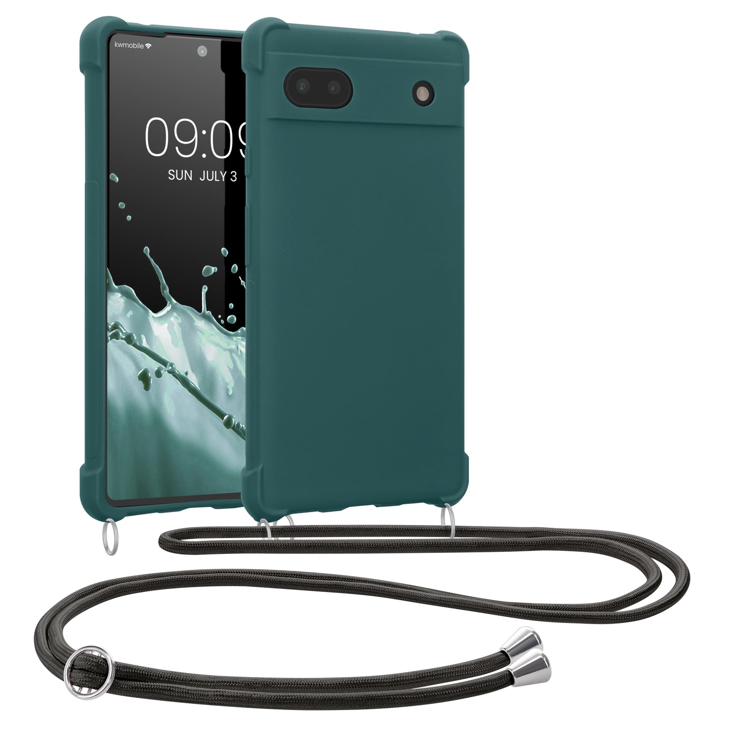 kwmobile Necklace Case kompatibel mit Google Pixel 6a Hülle - Cover mit Kordel zum Umhängen - Silikon Schutzhülle