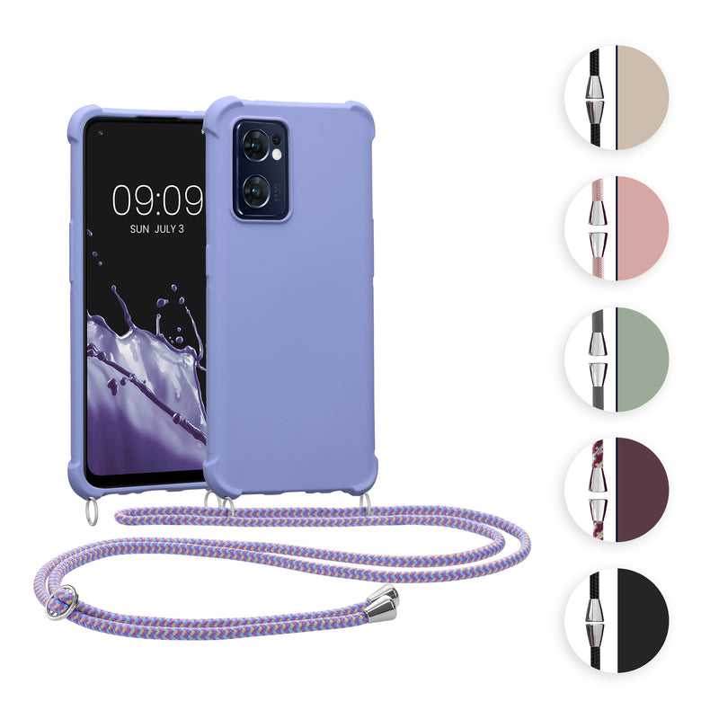 kwmobile Necklace Case kompatibel mit Oppo Find X5 Lite Hülle - Cover mit Kordel zum Umhängen - Silikon Schutzhülle Lavendel Lavendel  