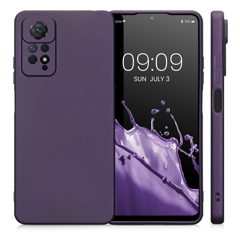 kwmobile Handyhülle für Xiaomi Redmi Note 11 Pro / Note 11 Pro (5G) / Note 12 Pro (4G) Hülle - Silikon Case metallisch schimmernd - Schutzhülle Cover