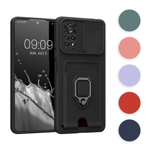 kwmobile Handyhülle kompatibel mit Xiaomi Redmi Note 11 Pro / Note 11 Pro (5G) / Note 12 Pro (4G) - Softcase mit Kameraschutz - Kartenfach - Schwarz Schwarz  