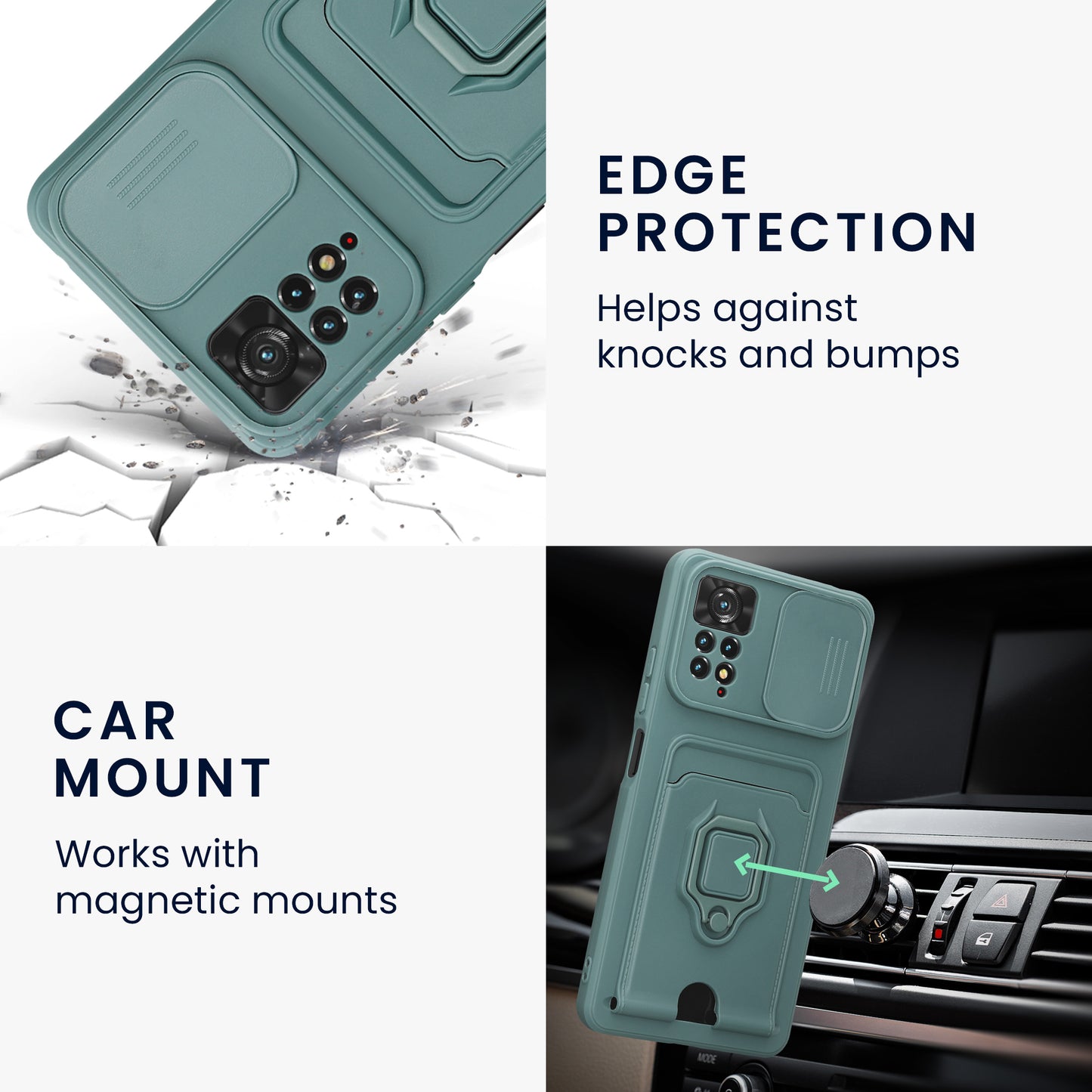 kwmobile Handyhülle kompatibel mit Xiaomi Redmi Note 11 Pro / Note 11 Pro (5G) / Note 12 Pro (4G) - Softcase mit Kameraschutz - Kartenfach
