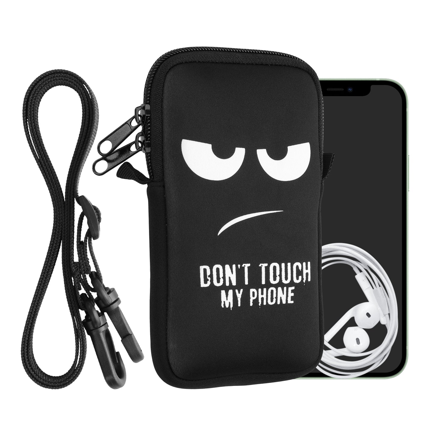 kwmobile Handytasche für Smartphones - Handy Tasche mit Kette 16,5 x 8,9 cm Innenmaße - Don't touch my Phone