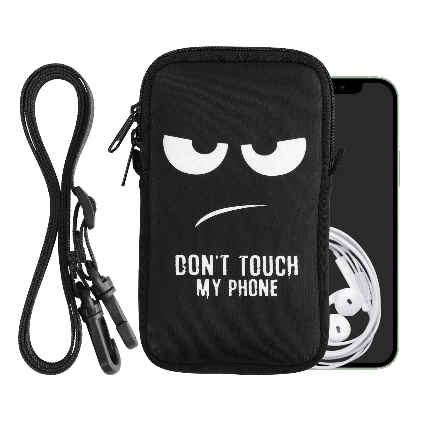 kwmobile Handytasche für Smartphones - Handy Tasche mit Kette 16,5 x 8,9 cm Innenmaße - Don't touch my Phone