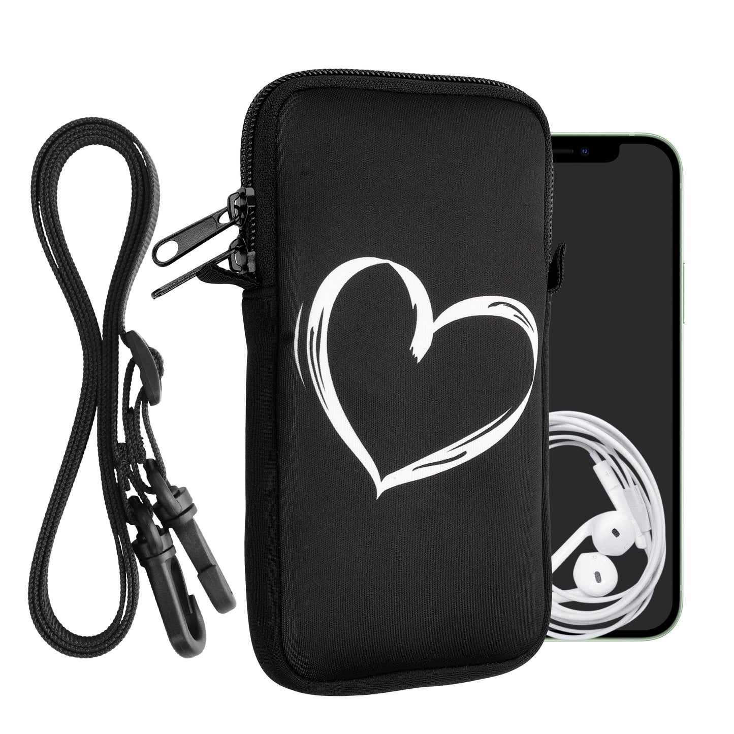 kwmobile Handytasche für Smartphones - Handy Tasche mit Kette 16,5 x 8,9 cm Innenmaße - Don't touch my Phone