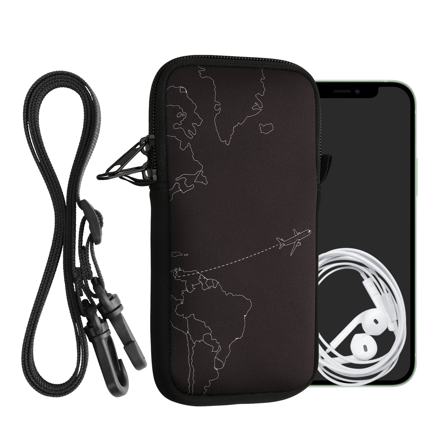 kwmobile Handytasche für Smartphones - Handy Tasche mit Kette 16,5 x 8,9 cm Innenmaße - Don't touch my Phone