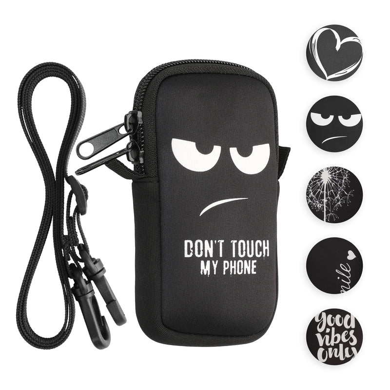 kwmobile Handytasche für Smartphones XL - 6,7/6,8" - Neopren Handy Hülle Mehrfarbig - Handy Tasche mit Kette 17,2 x 8,4 cm Innenmaße - Comic Symbole Mehrfarbig XL [dsg10]