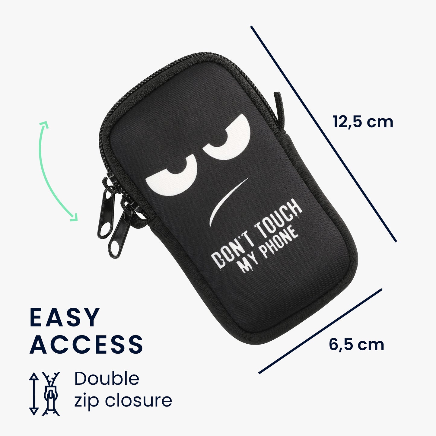 kwmobile Handytasche für Smartphones - Handy Tasche mit Kette 16,5 x 8,9 cm Innenmaße - Don't touch my Phone