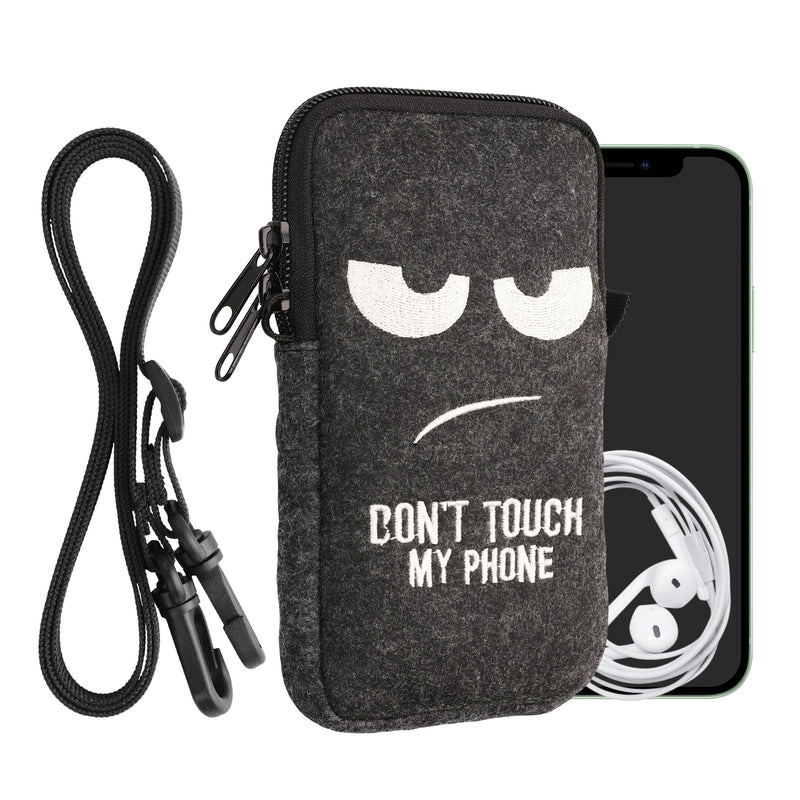 kwmobile Handytasche für Smartphones 6,5" Handy Hülle mit Kette 16,5 x 8,9 cm Innenmaße Don’t touch my Phone