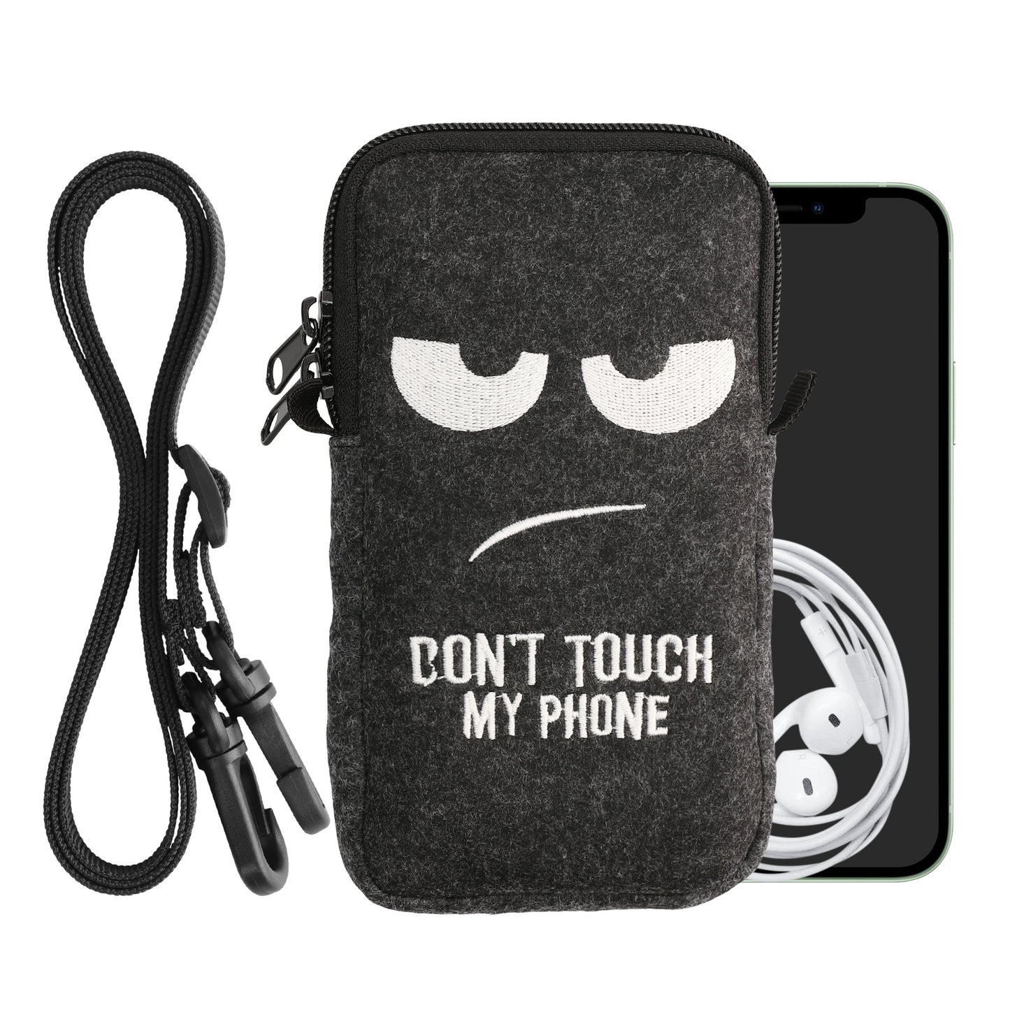 kwmobile Handytasche für Smartphones 6,5" Handy Hülle mit Kette 16,5 x 8,9 cm Innenmaße Don’t touch my Phone