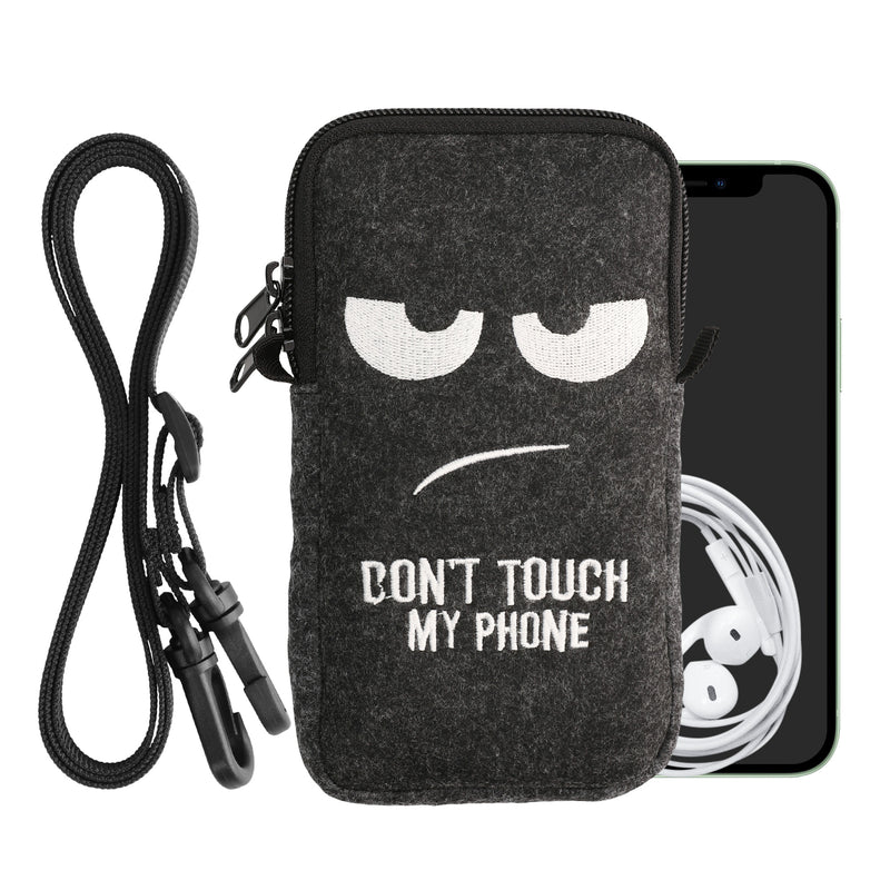 kwmobile Handytasche für Smartphones 6,5" Handy Hülle mit Kette 16,5 x 8,9 cm Innenmaße Don’t touch my Phone