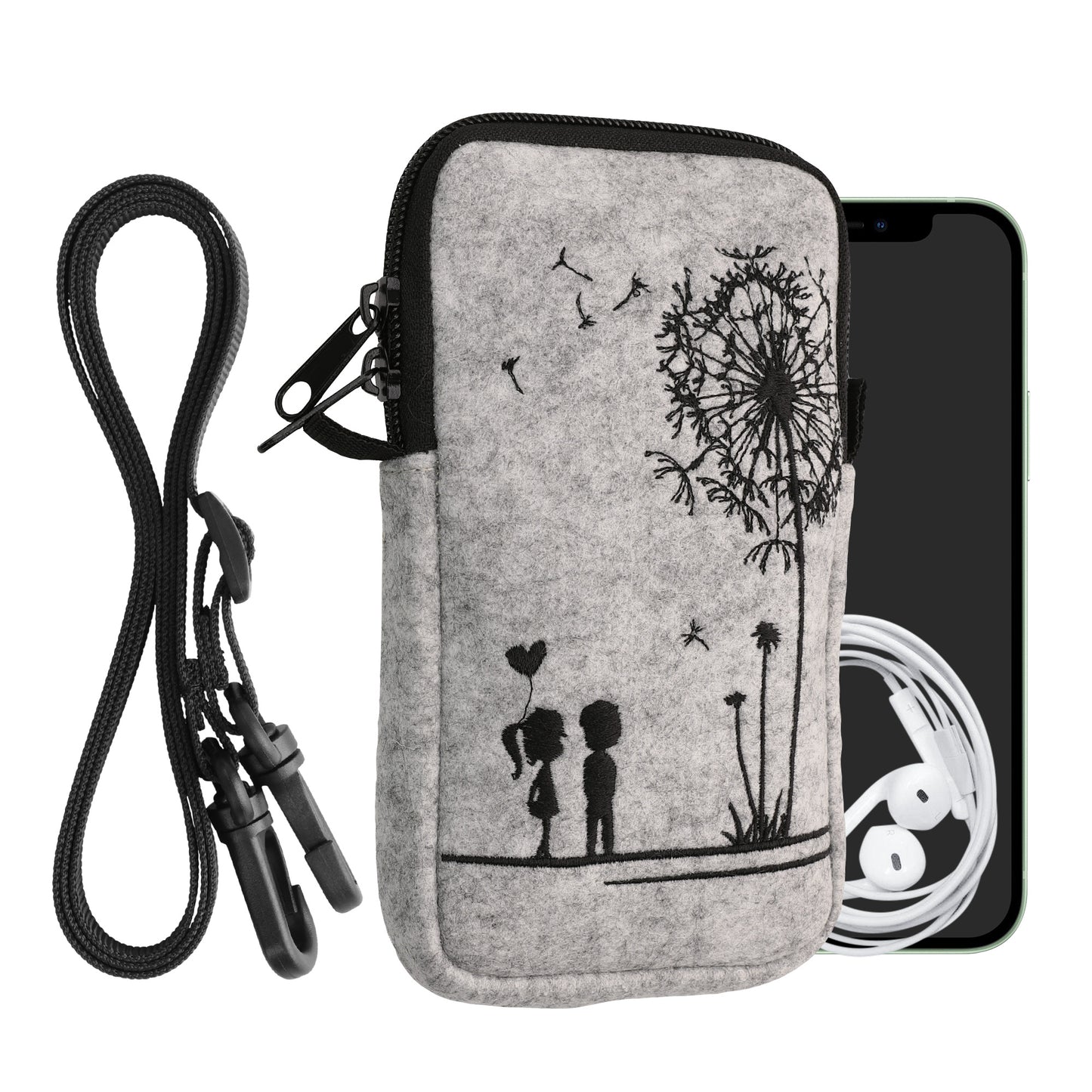 kwmobile Handytasche für Smartphones 6,5" Handy Hülle mit Kette 16,5 x 8,9 cm Innenmaße Don’t touch my Phone