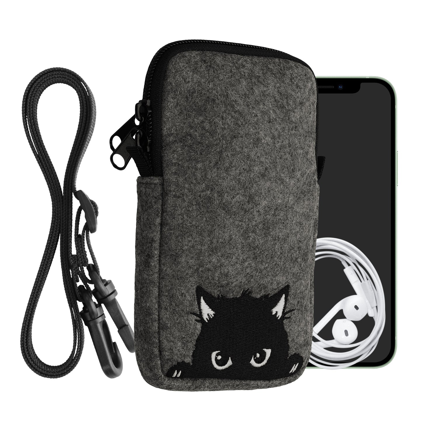 kwmobile Handytasche für Smartphones 6,5" Handy Hülle mit Kette 16,5 x 8,9 cm Innenmaße Don’t touch my Phone