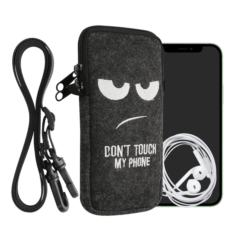 kwmobile Handytasche für Smartphones 6,5" Handy Hülle mit Kette 16,5 x 8,9 cm Innenmaße Don’t touch my Phone