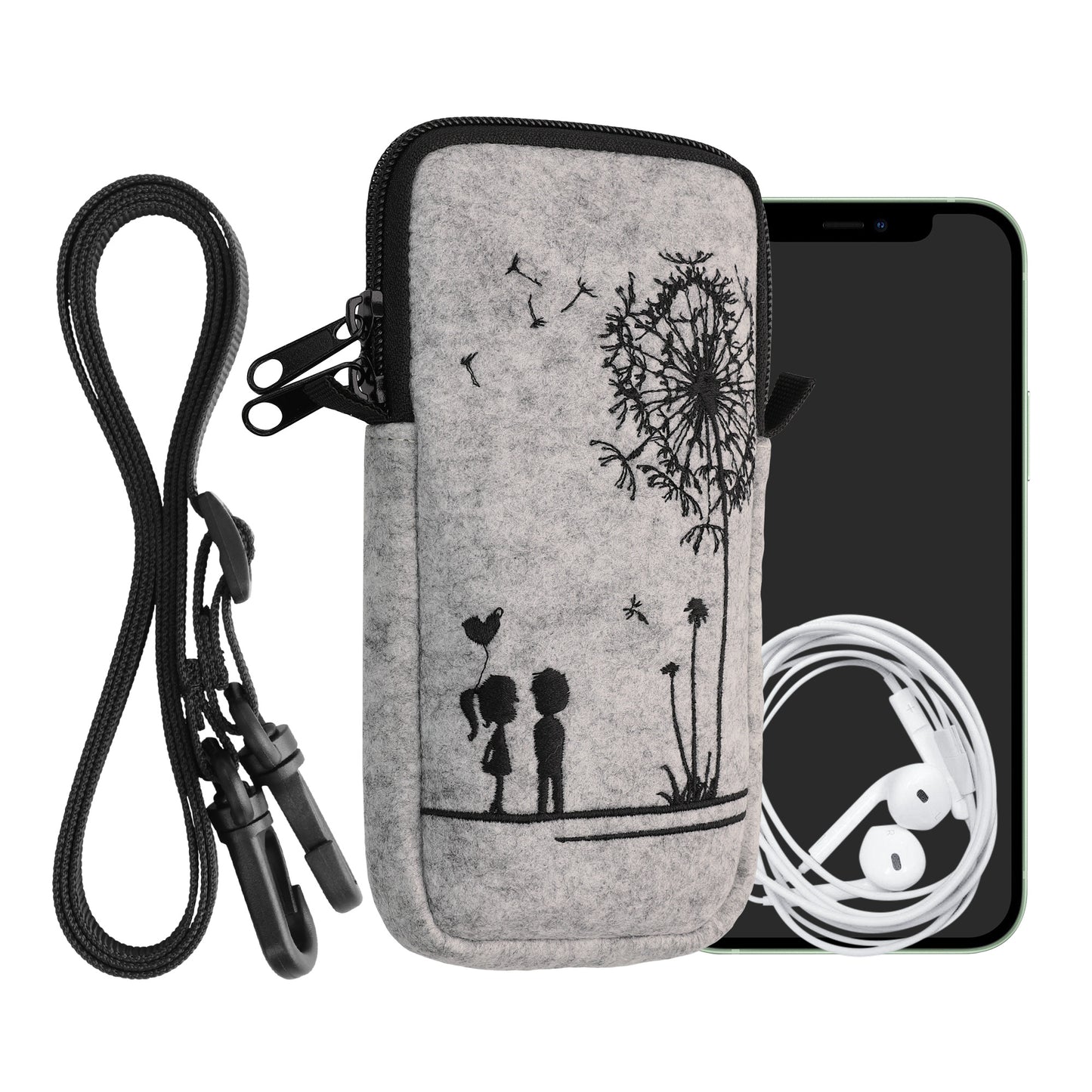 kwmobile Handytasche für Smartphones 6,5" Handy Hülle mit Kette 16,5 x 8,9 cm Innenmaße Don’t touch my Phone