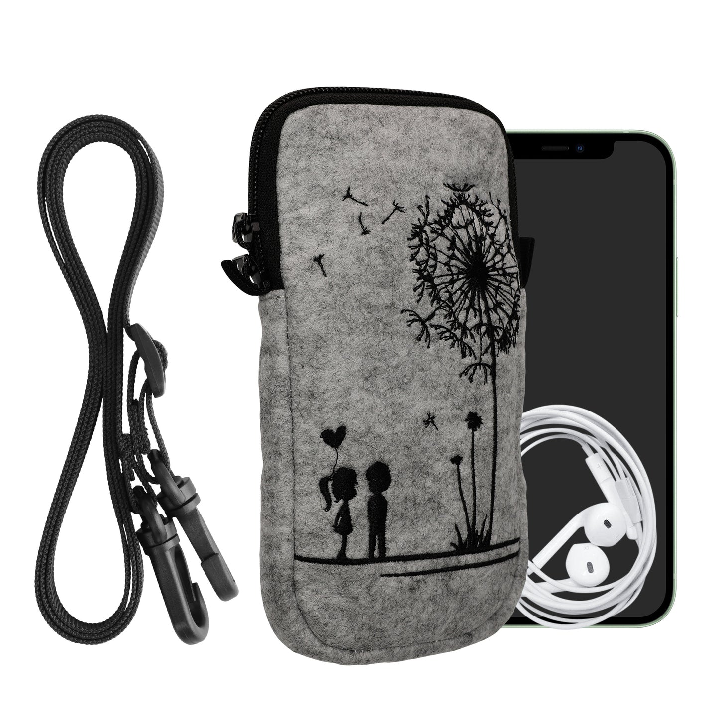 kwmobile Handytasche für Smartphones 6,5" Handy Hülle mit Kette 16,5 x 8,9 cm Innenmaße Don’t touch my Phone