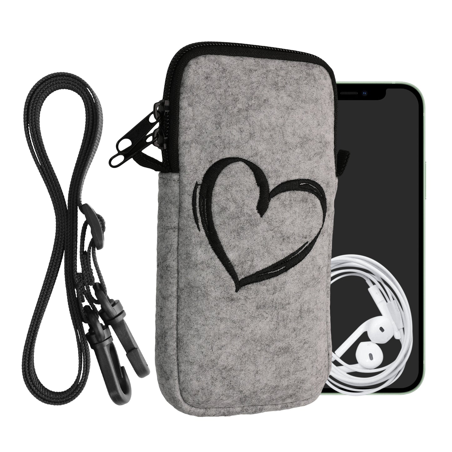 kwmobile Handytasche für Smartphones 6,5" Handy Hülle mit Kette 16,5 x 8,9 cm Innenmaße Don’t touch my Phone
