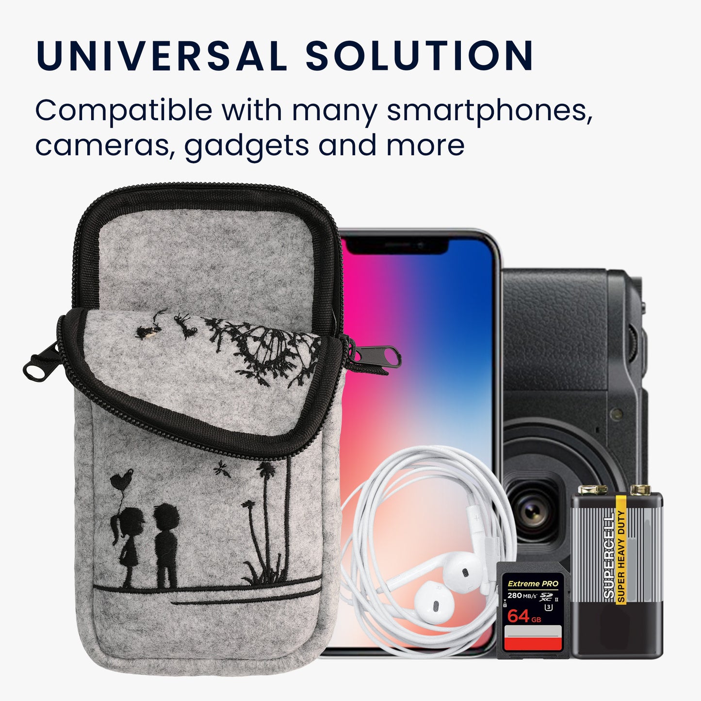 kwmobile Handytasche für Smartphones 6,5" Handy Hülle mit Kette 16,5 x 8,9 cm Innenmaße Don’t touch my Phone