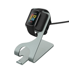 kwmobile USB Ladegerät kompatibel mit Fitbit Charge 5 / luxe - USB Kabel Charger Stand - Smart Watch Ladestation - Ladekabel mit Standfunktion in Schwarz Grau Schwarz  [dsg01]