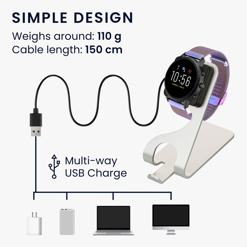 kwmobile USB Ladegerät kompatibel mit Fossil Gen 4 / Gen 5 / Michael Kors Runway MKT0002 - USB Kabel Charger Stand - Smart Watch Ladestation - Ladekabel mit Standfunktion