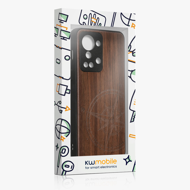 Holz Hardcase mit TPU Bumper für OnePlus Nord 2T 5G Kompass Vintage