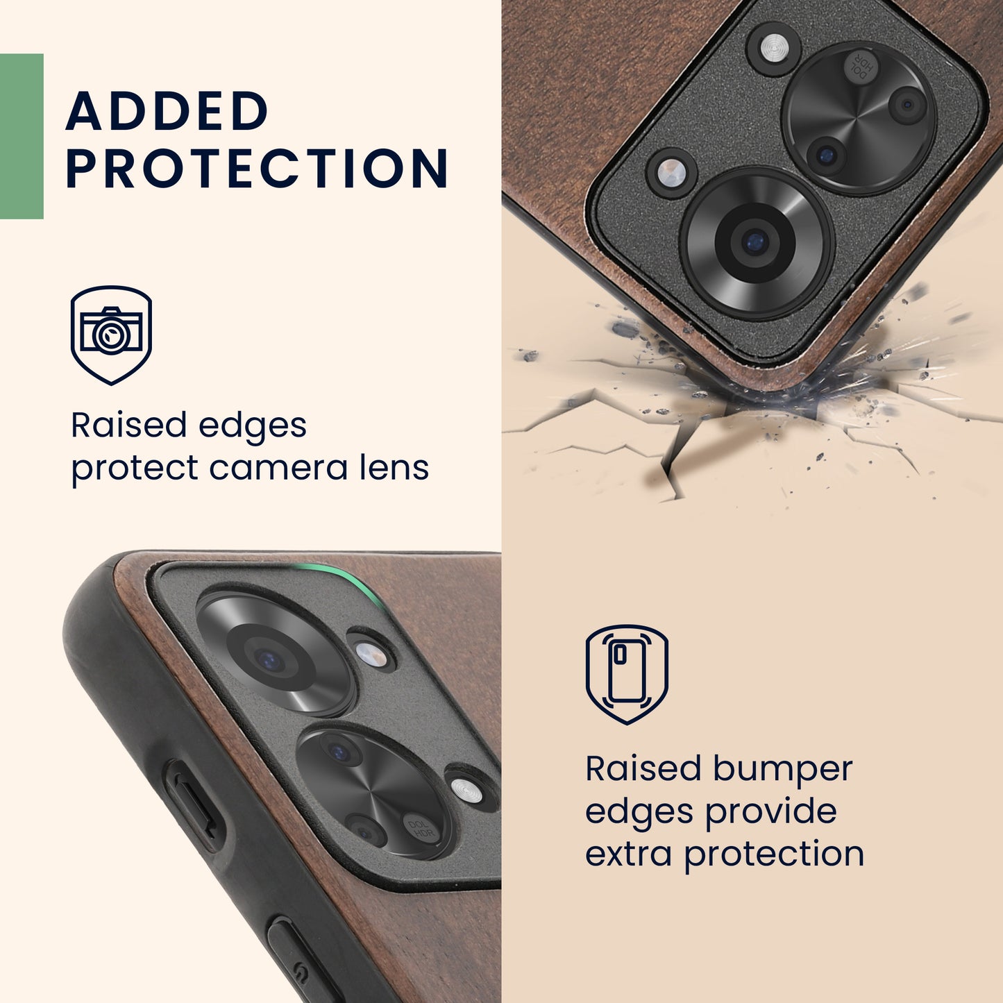 Holz Hardcase mit TPU Bumper für OnePlus Nord 2T 5G Kompass Vintage