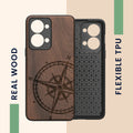 Holz Hardcase mit TPU Bumper für OnePlus Nord 2T 5G Kompass Vintage