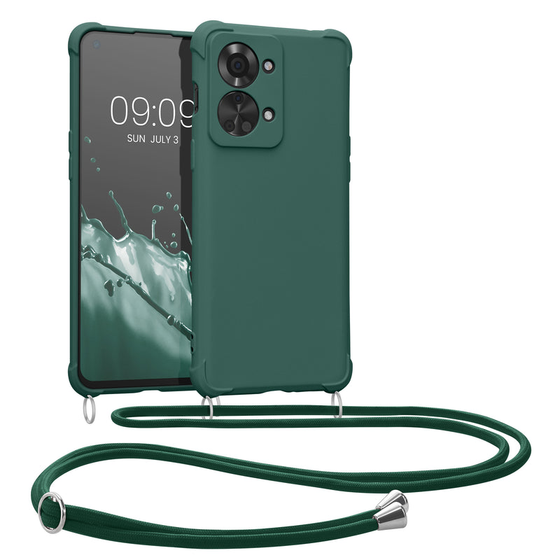 kwmobile Necklace Case kompatibel mit OnePlus Nord 2T 5G Hülle - Cover mit Kordel zum Umhängen - Silikon Schutzhülle