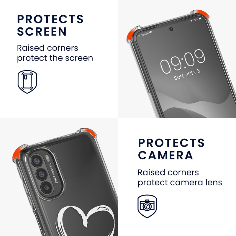 kwmobile Necklace Case kompatibel mit Motorola Moto G31 / Moto G41 Hülle Silikon Cover mit Handykette Transparent Kirschblütenblätter