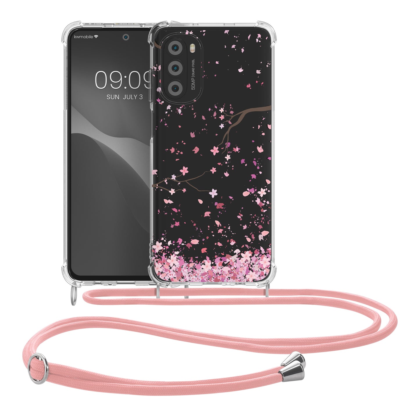 kwmobile Necklace Case kompatibel mit Motorola Moto G52 / Moto G82 5G Hülle Silikon Cover mit Handykette