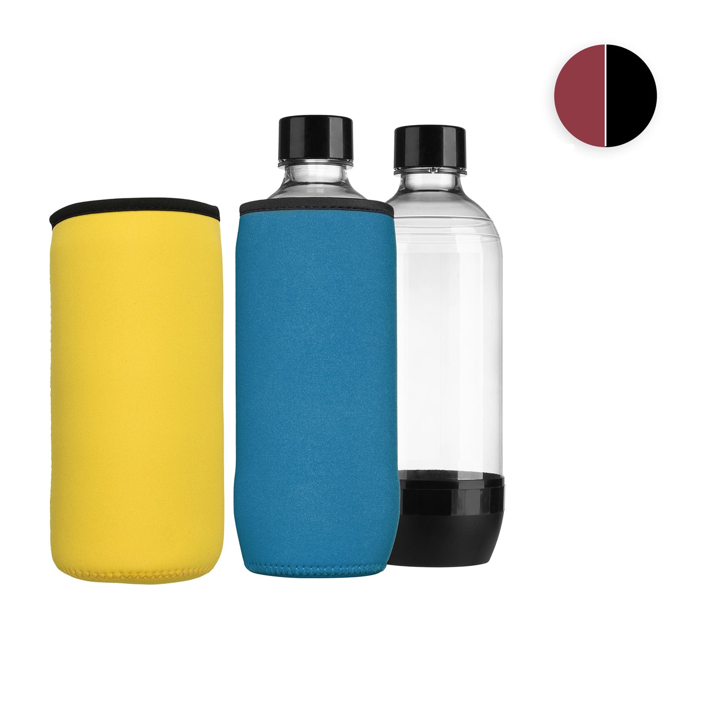 kwmobile 2x Schutzhülle kompatibel mit SodaStream Glasflasche - Neopren Hülle - Flaschen Kühler für Wasser Karaffe in Hellblau Gelb Hellblau  [dsg02]
